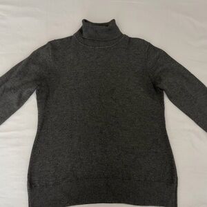 Charcoal Gray Turtleneck Sweater with dotted texture pattern - Women